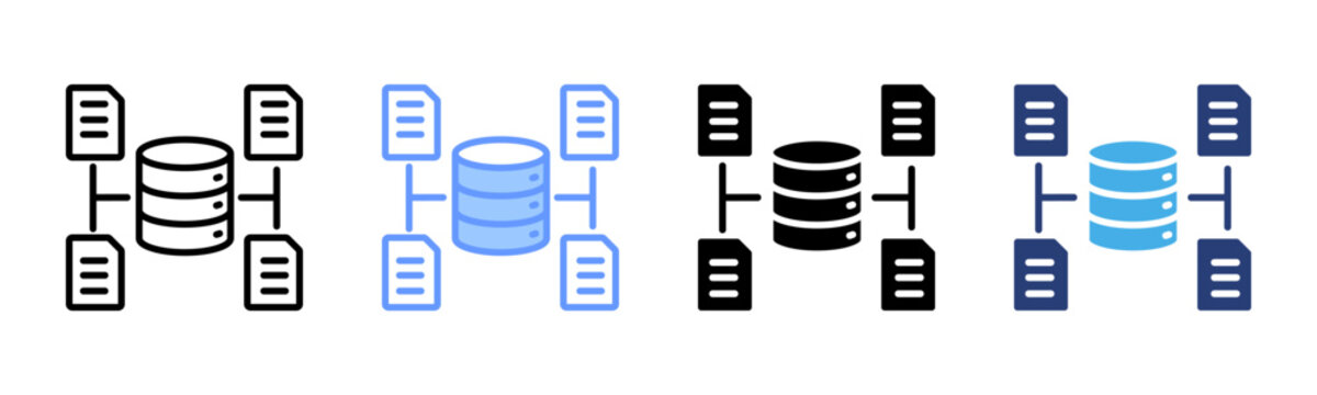 Data Modelling icon set multiple style collection