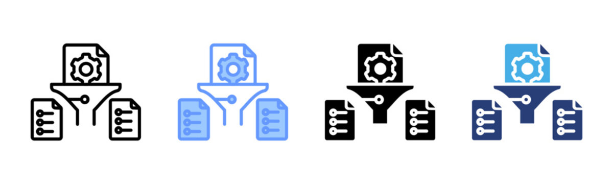 Data Extraction icon set multiple style collection