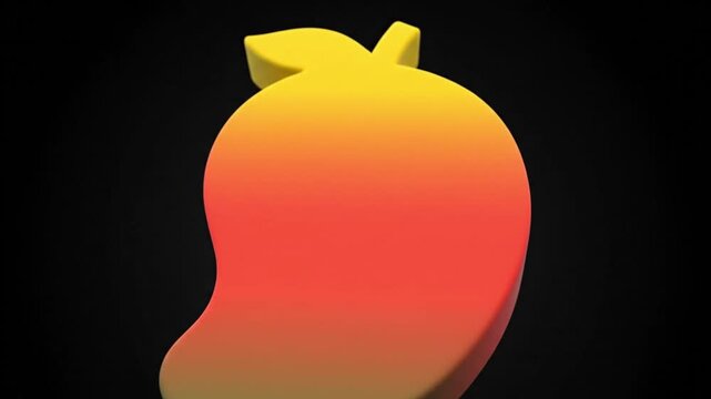 Animated colorful 3D mango fruit icon rotating on black background