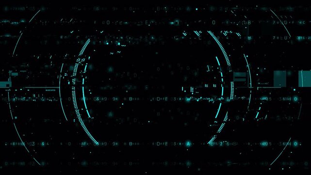 Futuristic HUD Circle Interface Background with Digital Data Scan and Cyber Technology Radar System Design