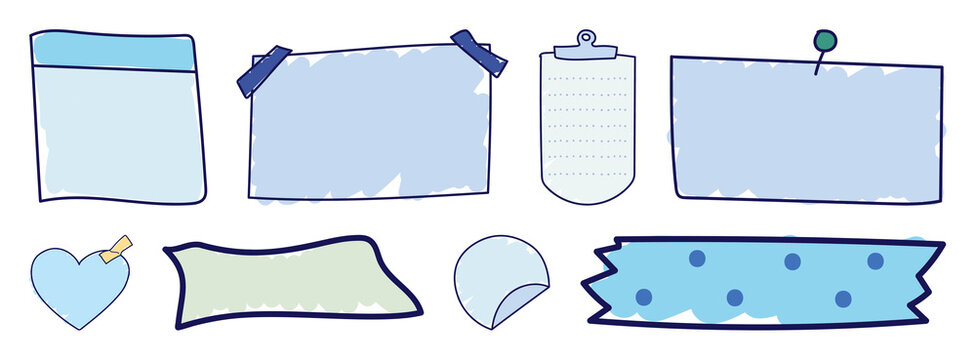 PNG Hand-drawn sticky notes collection on transparent background
