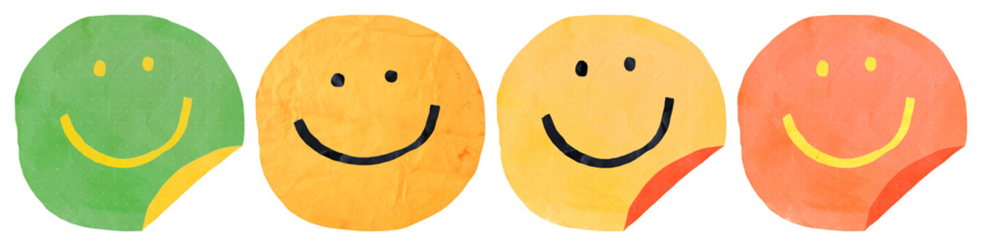 PNG Colorful smiling face stickers element set on transparent background