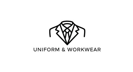 Fototapeta premium Modern Business Suit Icon with Tie and Collar, Uniform & Workwear Text