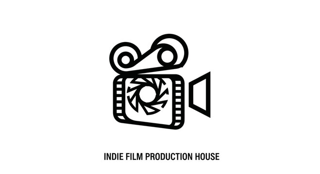 Retro Film Camera Icon with Text Indie Film Production House
