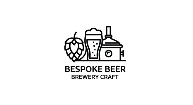 Craft Beer Brewery Logo with Hop, Beer Glass, and Still Icon