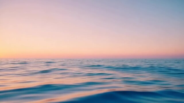 endless ocean horizon, pastel sky gradient, gentle waves, minimal composition, calm and peaceful mood, soft sunlight reflection