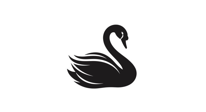 Black Swan Bird Silhouette Icon.