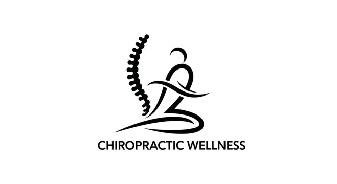 Chiropractic Wellness Logo: Human Spine and Figure Silhouette