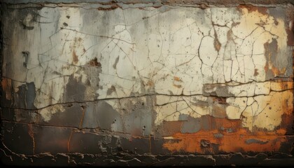 Fototapeta premium Distressed Wall Texture with Cracks and Peeling Paint, Vintage Aesthetic.