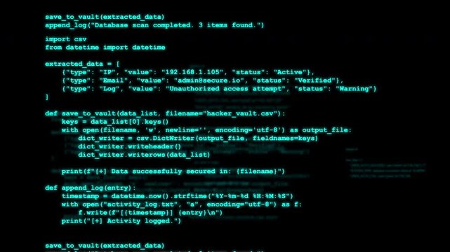 Hacker programming mysterious glowing code on dark computer