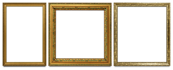 Fototapeta premium PNG Elegant vintage gold frames display element set on transparent background