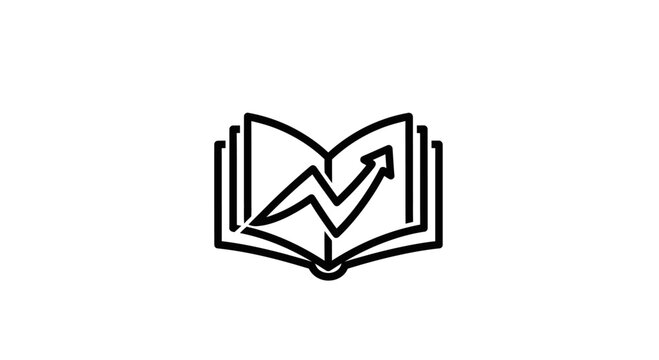 Open Book with Growth Chart Arrow Icon, Learning Business Strategy