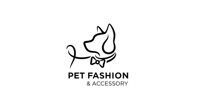Elegant Dog Silhouette with Bow Tie - Pet Fashion and Accessory Logo