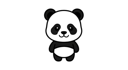 Naklejka premium Cute baby panda cartoon illustration with bamboo and smiling zoo animal character vector art