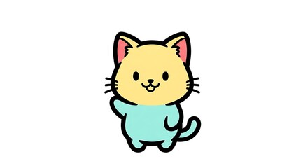 Fototapeta premium Cute cartoon kitten cat vector illustration of adorable playful pet feline character design