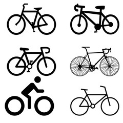 Obraz premium Cycling and Bicycle Silhouette Set