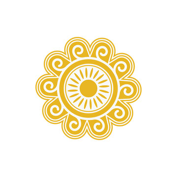 Minimalist circular mandala inspired by traditional Indian rangoli for Ugadi festival. Features clean geometric lines and elegant ornamental design, ideal for decorative and cultural use.