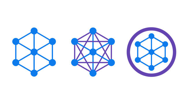 Abstract Network Connections, Data Structure, and Blockchain Concept Icons