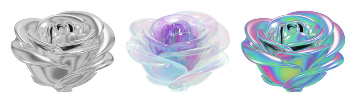 PNG Holographic roses futuristic elegance on transparent background