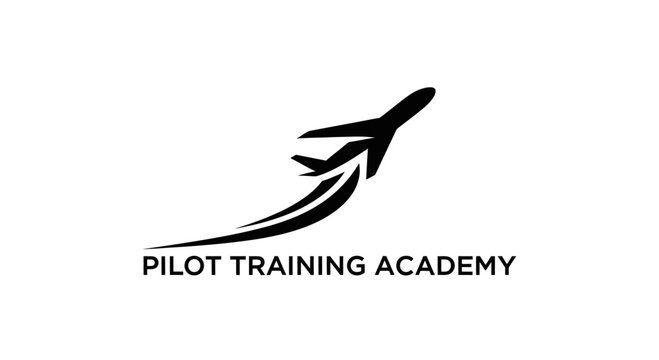 Airplane logo with "PILOT TRAINING ACADEMY" text, symbolizing flight school and aviation training.