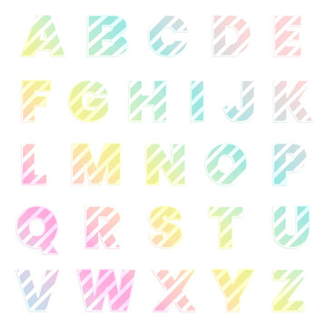 Gradient rainbo alphabet png set candy cane striped font