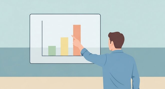 Data Presentation on Digital Whiteboard Flat Vector Illustration