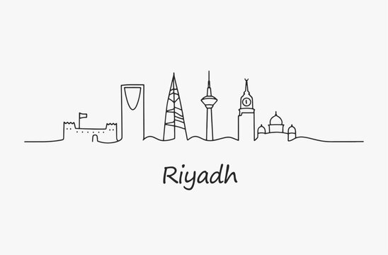 Flat Design one line without breaking the Riyadh city.