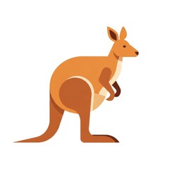 Fototapeta premium Kangaroo vector illustration isolated on white background. Cartoon and minimal wildlife animal suitable for mascots, logos, education, and nature-themed designs.