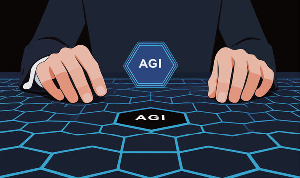 Discussion on AGI concepts at a digital workspace during an online meeting or conference in a tech-focused environment