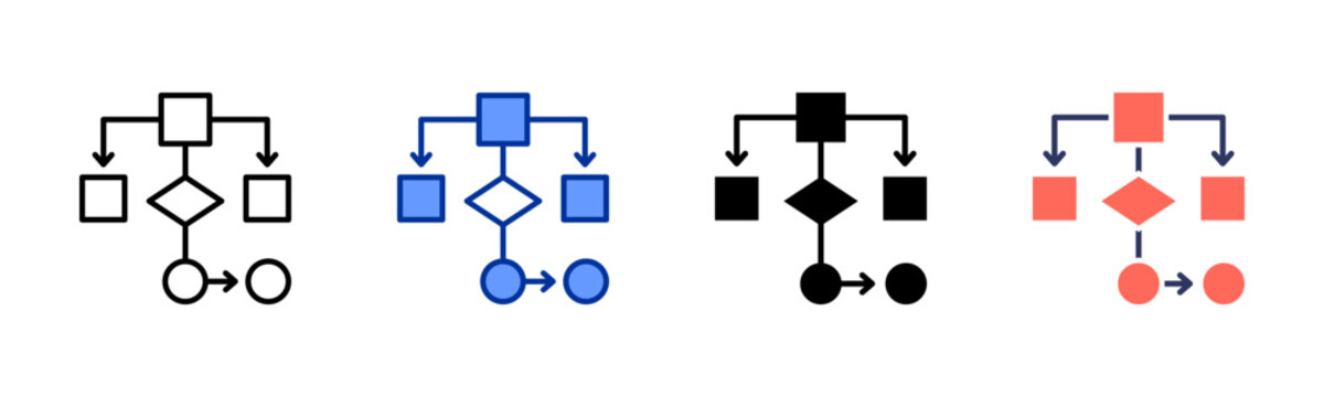 Process Flow icon set multiple style collection