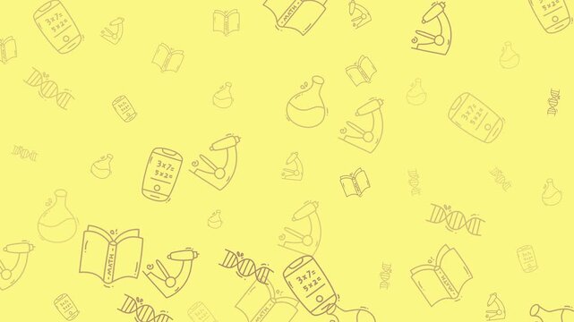 Seamless Science and Education Pattern with Yellow Background