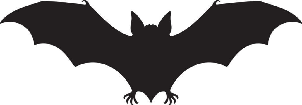 Bat and bats silhouette vector set with flying wing variations in clean minimal line art style isolated on white