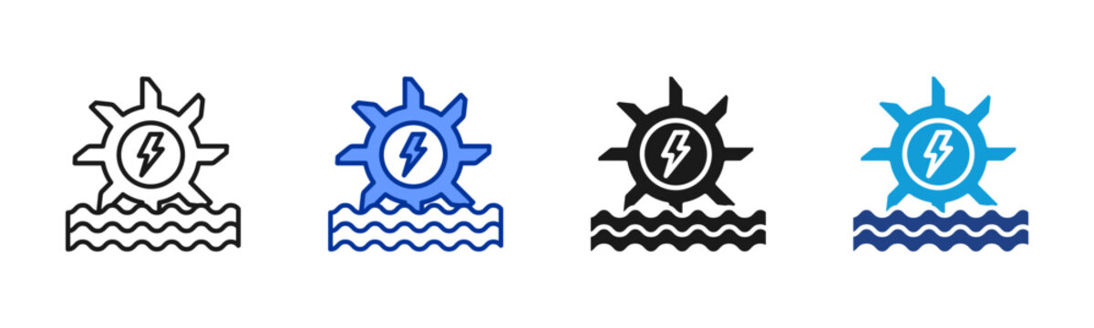 Hydro Power icon set multiple style collection
