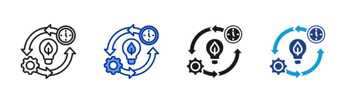 Resource Efficiency icon set multiple style collection