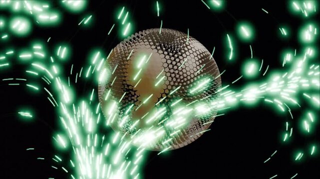 Abstract technology background animation. Future technology, science, tech innovations. flowing lighting neon glowing green white color polygon effect seamless loop animation. 4k