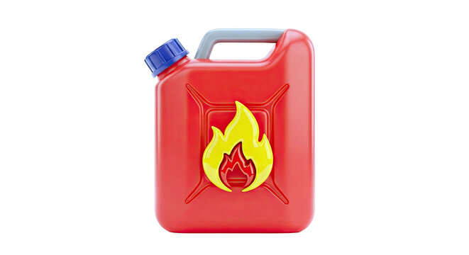 Red Jerry Can with Flame Symbol