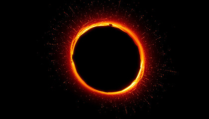 Naklejka premium Solar Eclipse Corona with Fiery Sun Halo and Sparkling Solar Flares