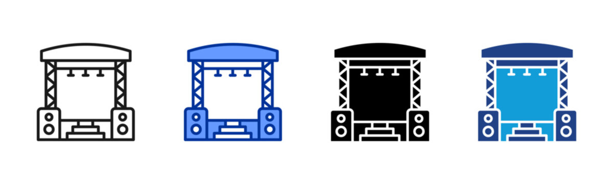 Concept Stage icon set multiple style collection
