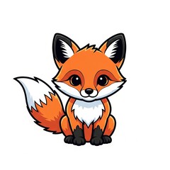 Obraz premium Fox vector illustration isolated on white background. Cartoon and minimal forest animal suitable for mascots, logos, education, and nature-themed designs.
