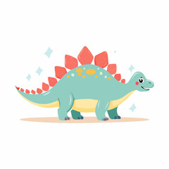 Fototapeta premium かわいいステゴサウルスのイラスト 恐竜・キャラクター