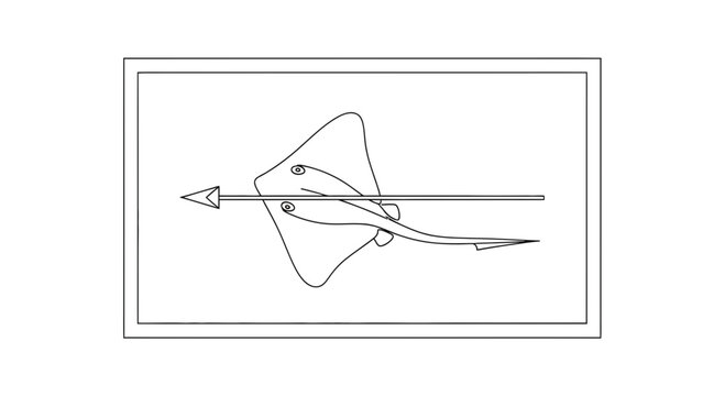 Stingray with Arrow Through Body, Symbolizing Danger, Threat, or Injury