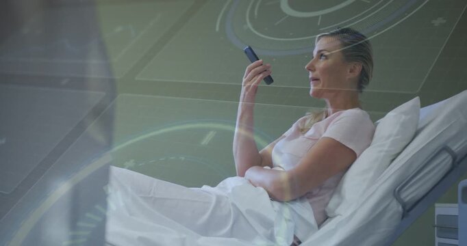 HUD circles appearing, patient raising remote and speaking into device, requesting help
