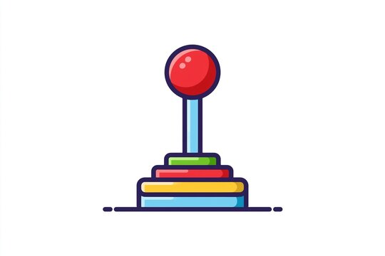 Retro arcade joystick icon in vibrant colors on white background