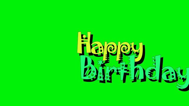 happy birthday handwritten text calligraphy animation green screen chroma key  video footage