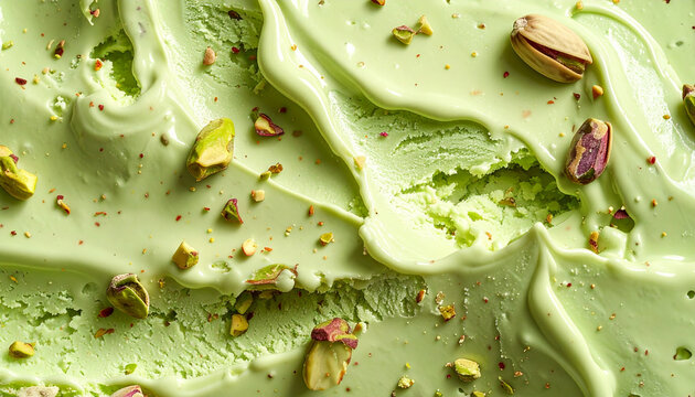 Close up pistachio ice cream texture