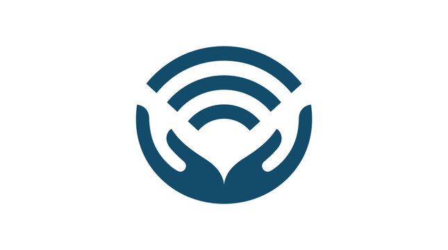 Hands Protecting WiFi Signal Logo