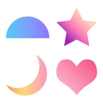 Colorful gradient geometric shapes set transparent png