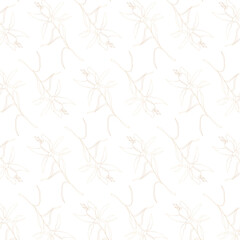Obraz premium Png flower pattern background transparent single line art