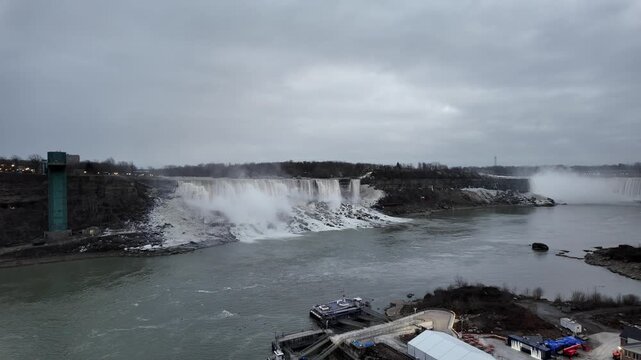 Niagara Falls Ontario Shows Water Flow in Cloudy Weather