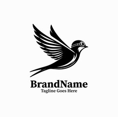 Fototapeta premium Aviator Swallow Silhouette Bird with Goggles Retro Flight Logo